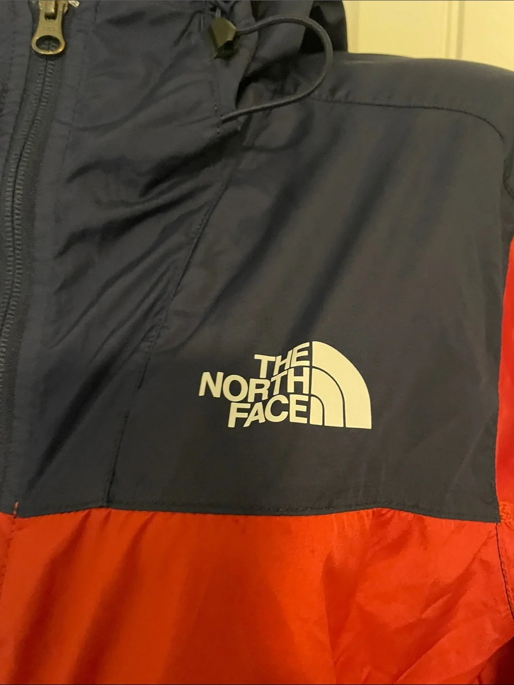 The North Face Red and Navy Hooded Windbreaker Jacket
